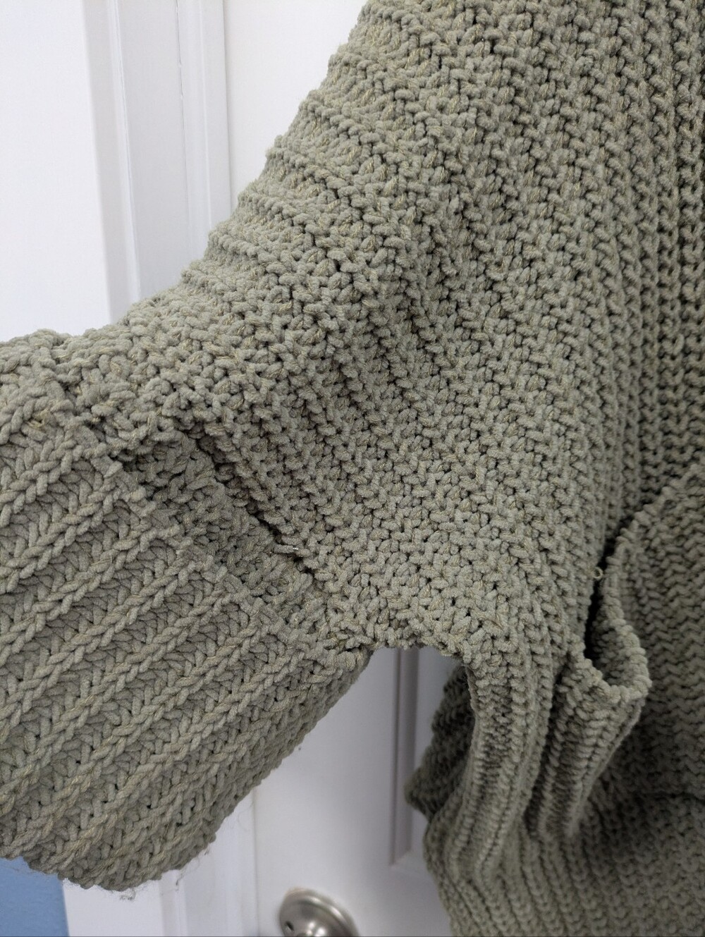POL Olive Green Chunky Knit Open Cardigan Fits Sm-XL - Picture 5 of 8